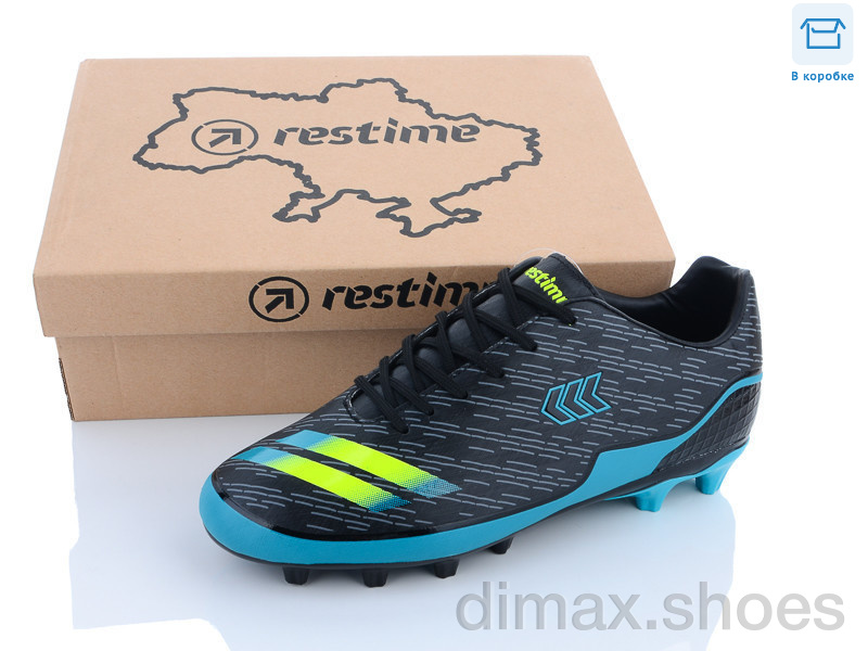 Restime DMB23667-2 black-cyan Футбольная обувь